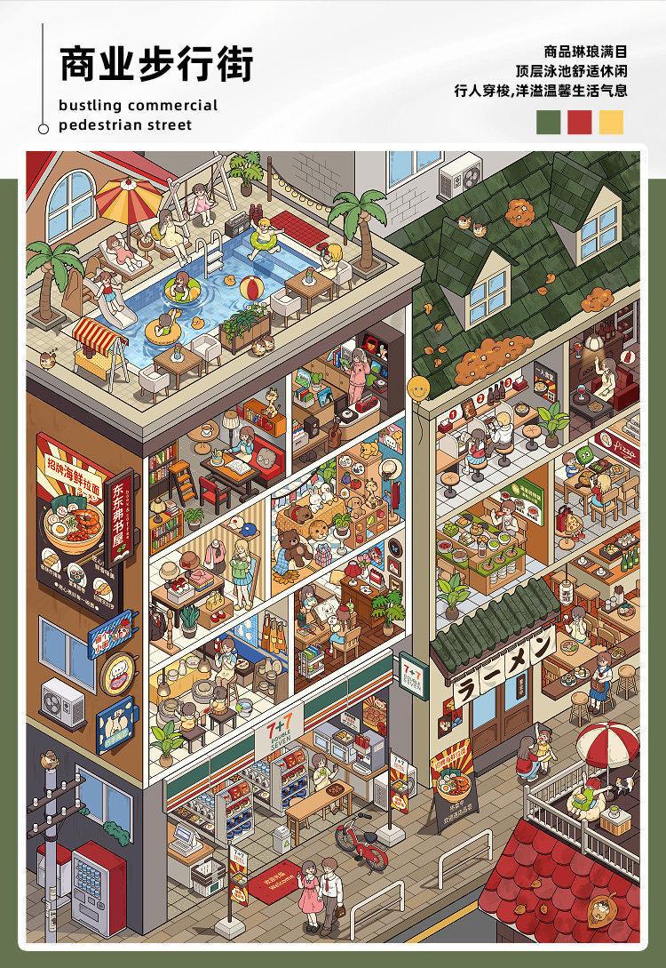 TiraDo Miniature Scene Collection Planner Stickers 3D Office Cubicle Diorama Stickers Cartoon Home Decoration for Bullet Journal Journaling Crafts Supplies