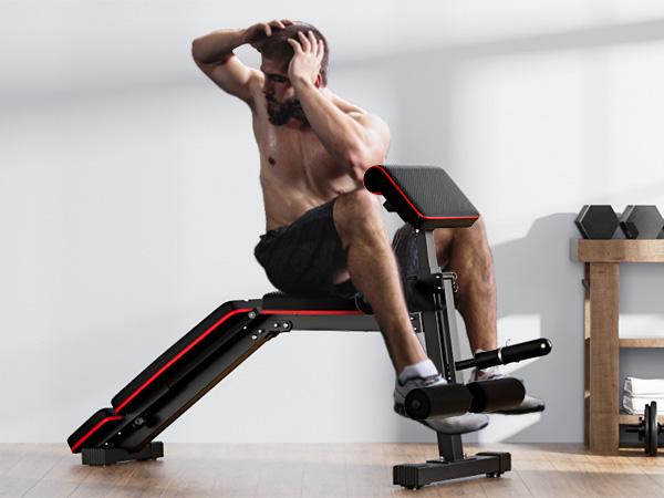 Bearbro Foldable Workout Bench, Adjustable Weight Bench with Leg Extension, Preacher Pad, Extended Headrest, 880LBS Collapsible Bench for Home Gym Full Body Workout Strength Training