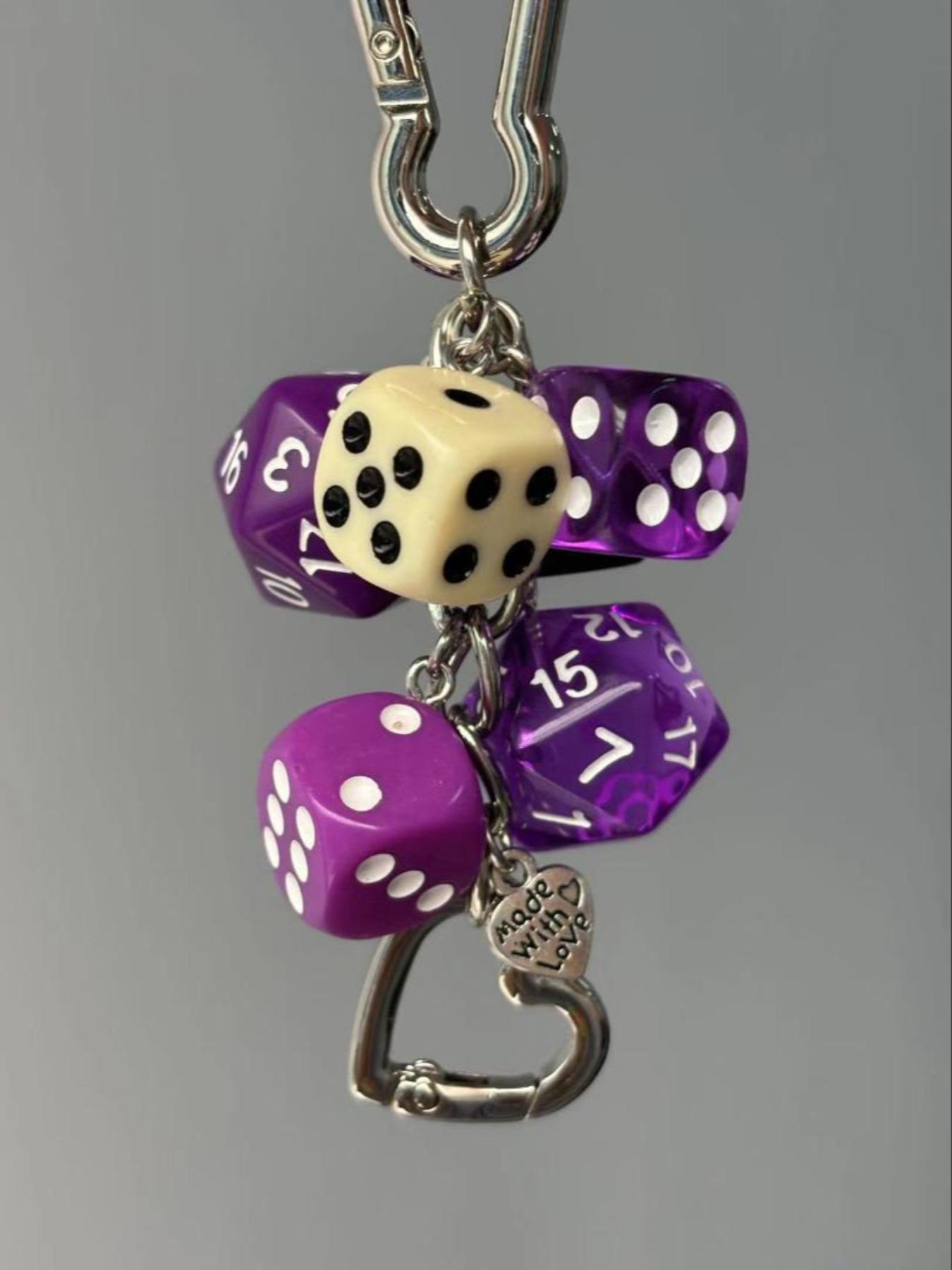 Handmade Vintage Style Keychain, Dice Beaded Pendant, Perfect Gift, Bag Charm, Car Decoration, Unique Fun Accessory