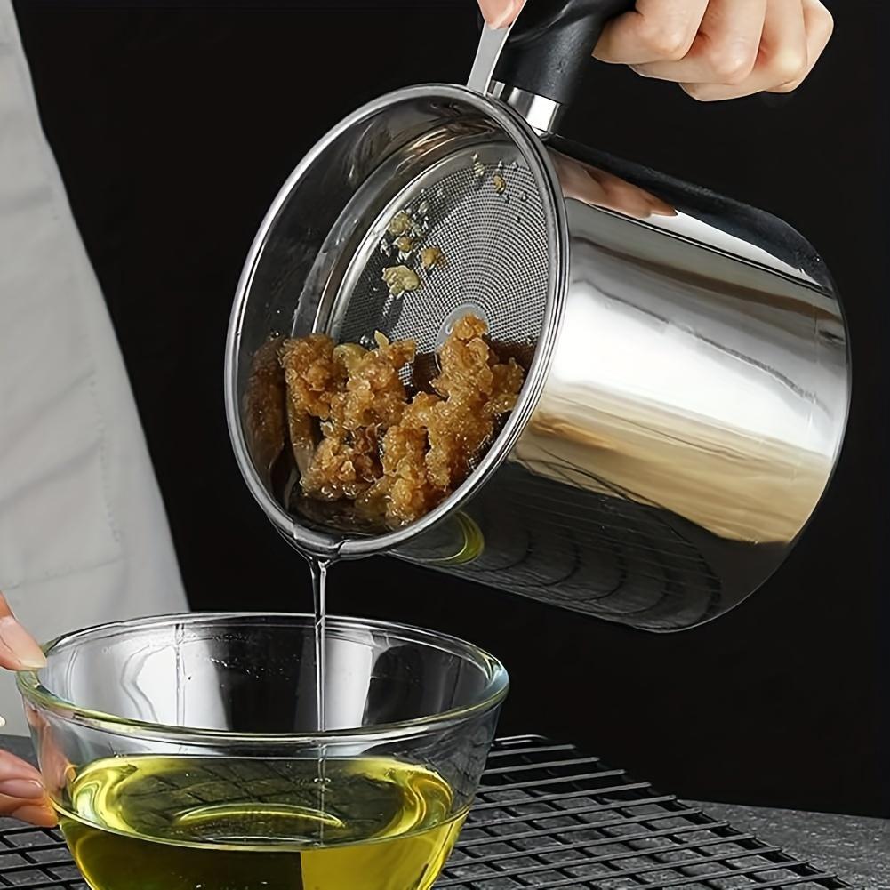 1400ml Stainless Steel Oil Dispenser w/Filter & Tray - Kitchen Fry Oil Storage Container