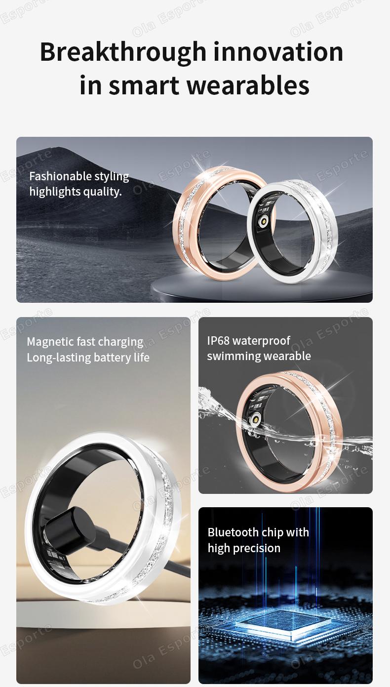 New Smart Ring Lady Heart Rate Sleep Health Monitor Menstrual cycle detection IP68 Waterproof Fashion Sport Rings Women Men