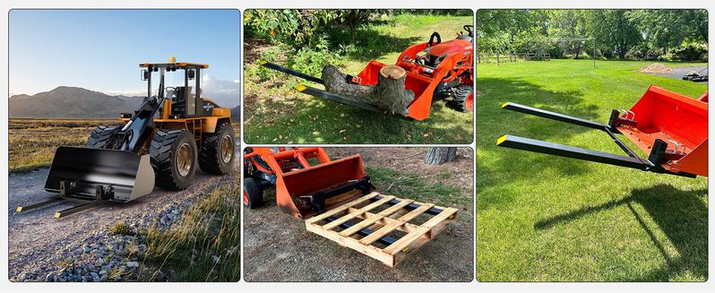 Nilight 60" 4000lbs Clamp on Pallet Forks Heavy Duty Tractor Forks with Adjustable Stabilizer Bar for Loader Bucket Skid Steer Tractor