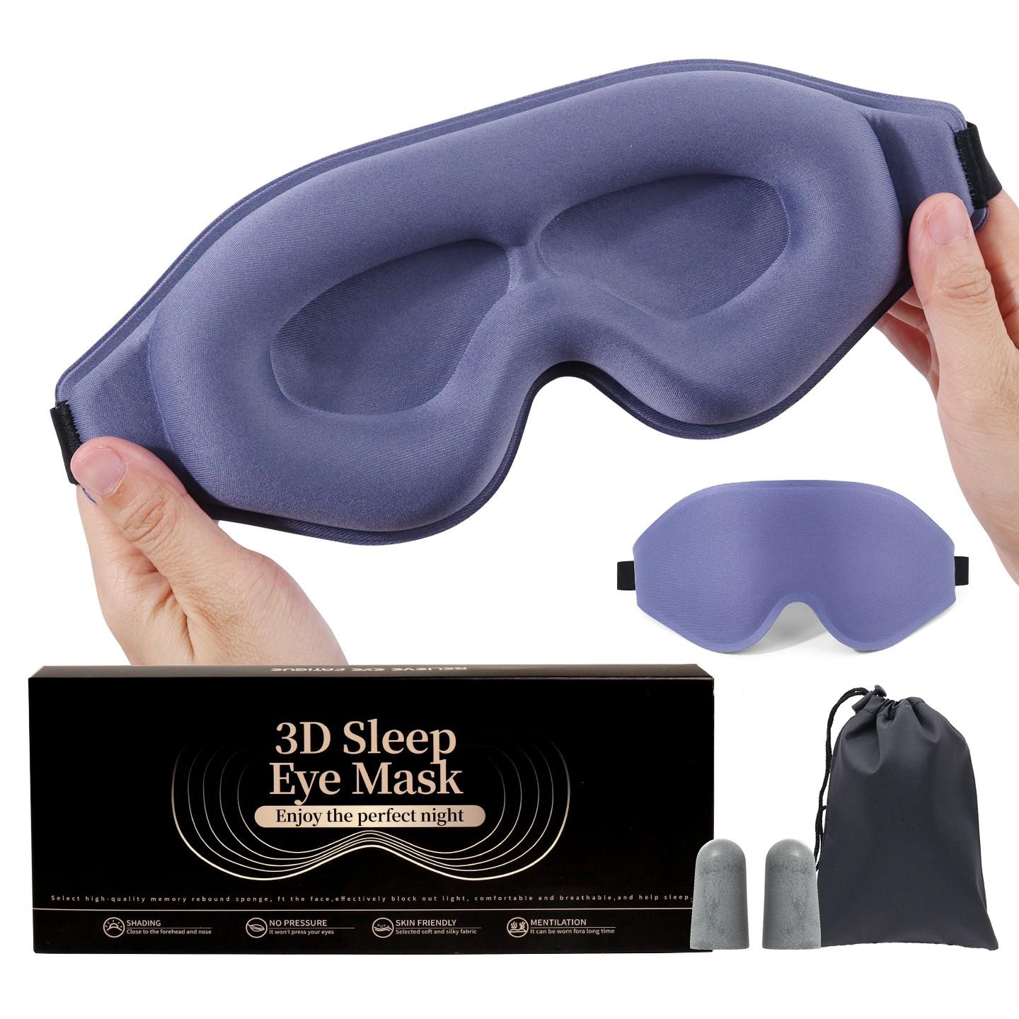Sleep eye mask suitable for side sleepers, men and women, sleep light-blocking eye mask, 3D contoured cup sleep eye mask, soft and breathable sleep eye mask, with adjustable elastic strap, ideal for travel use