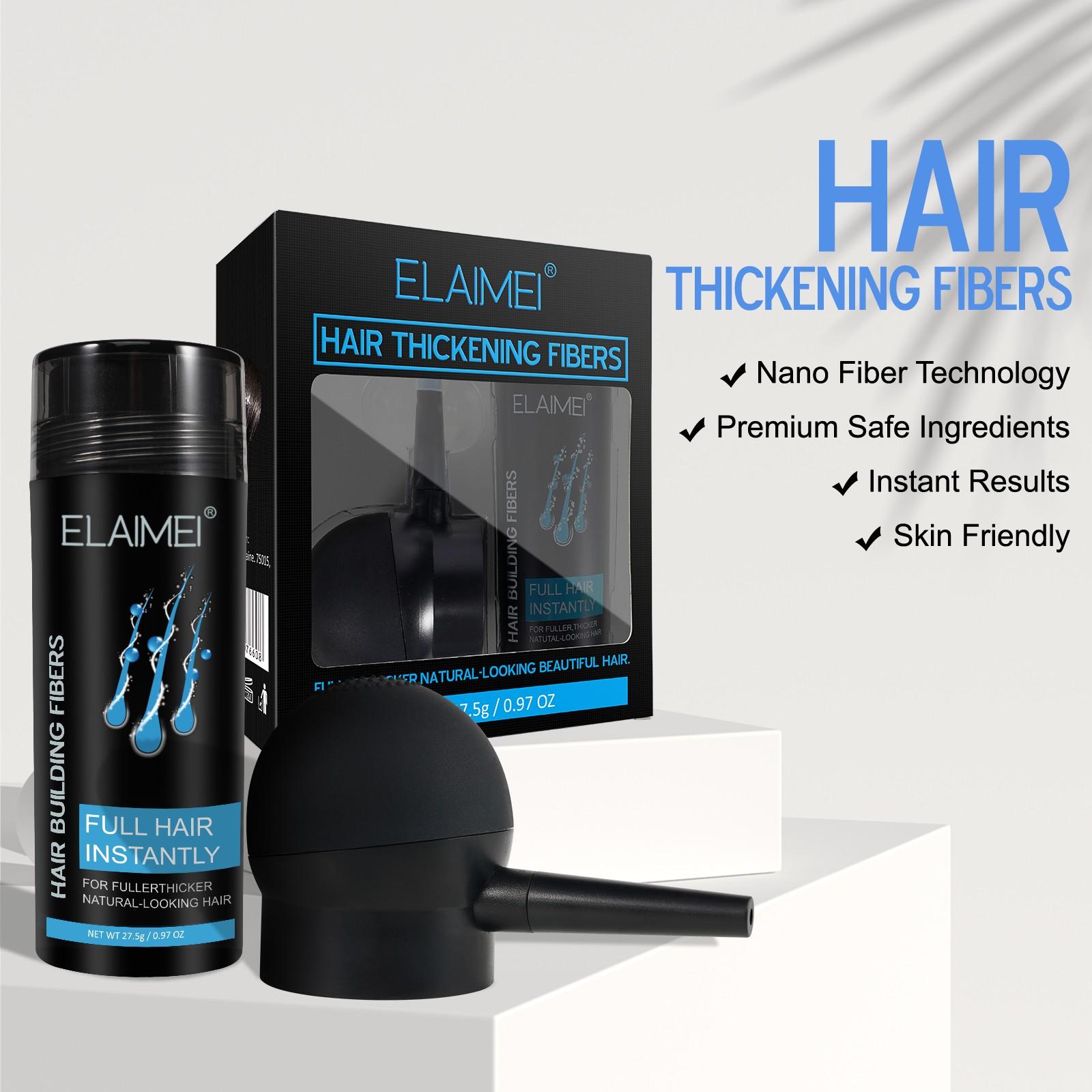 Elaimei Hair Thickening Fiber Kit, Natural Invisible Hairline Filler Spray, Unisex Dense Hair Solution, Fill Gaps and Frame Forehead
