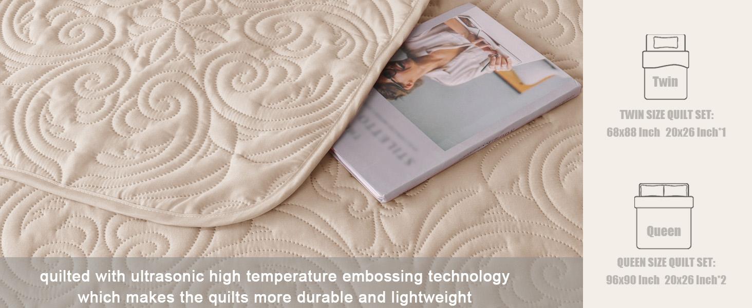 Exclusivo Mezcla Quilt Bedding Set, Lightweight Vintage  Quilts with Pillow Sham, Soft Bedspreads Coverlets for All Seasons