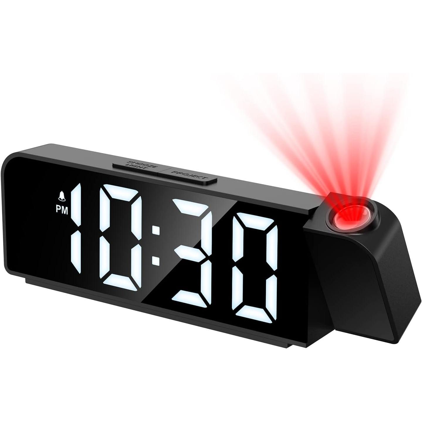 Bedroom Ceiling Projection  Clock - 7.9" LED Display with Adjustable Brightness, 12/24 Hour Format, USB , Snooze Feature, Night Mode, Projection  Clock for ,