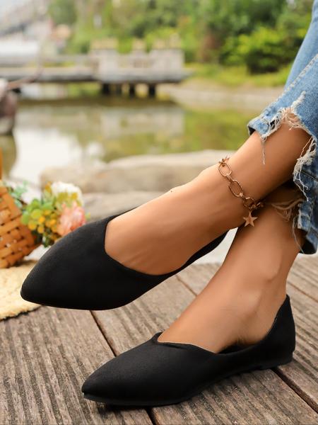 Women's Fashionable Solid Color Pointed Toe Flat Shoes, Casual Comfortable Slip on Shoes for Daily Wear, All-match Commuter Shoes for Work & Daily Wear, Business Style Flats