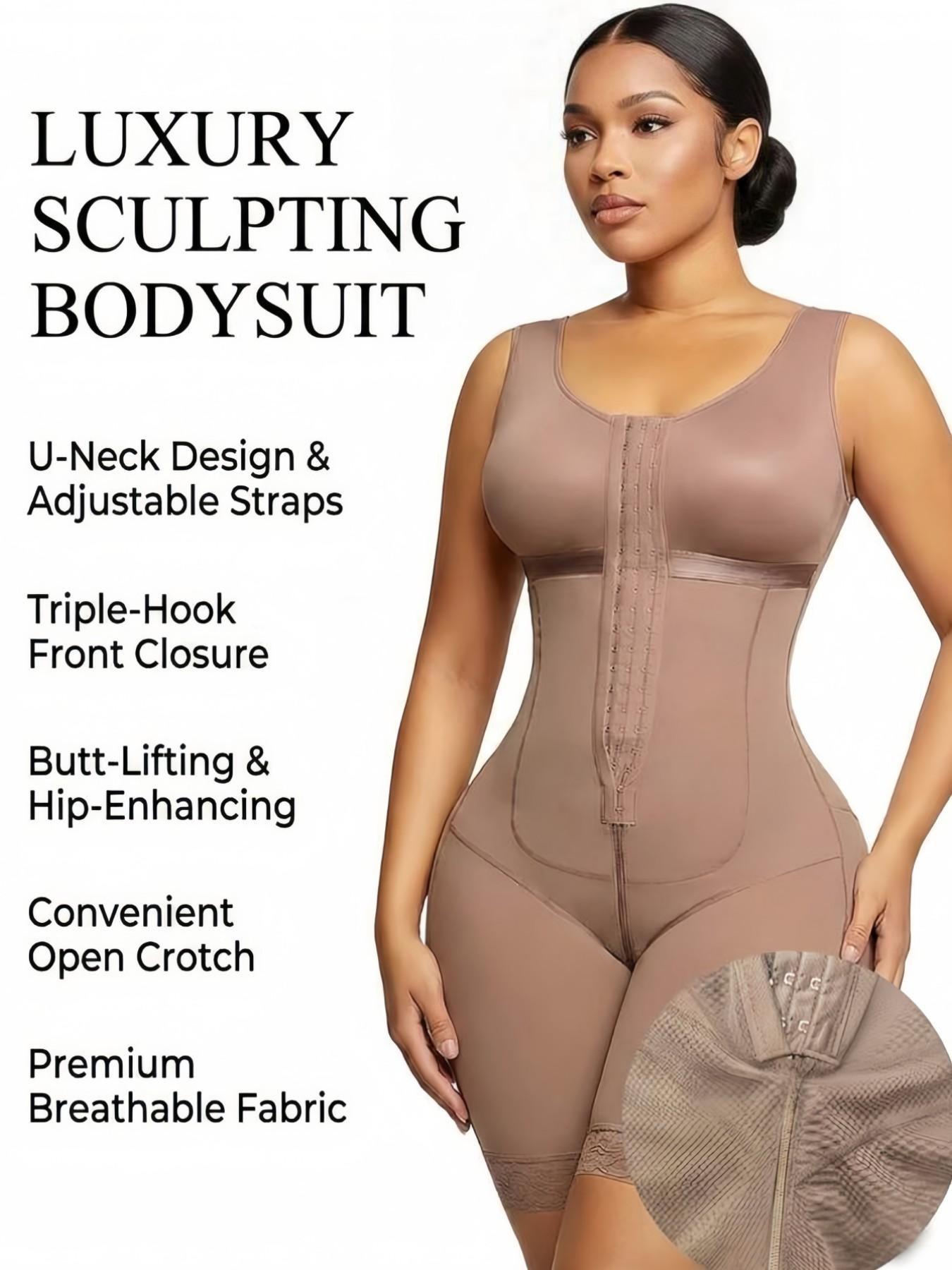 1 Count Women's Tummy Control Shapewear Bodysuit, Underwear, Womenswear, Fajas, Colombian Shapewear Butt Lifter, Body Shaper Jumpsuit with Adjustable Hooks, Lace Trim Body Shaperwear, Suitable For Daily Or Sports