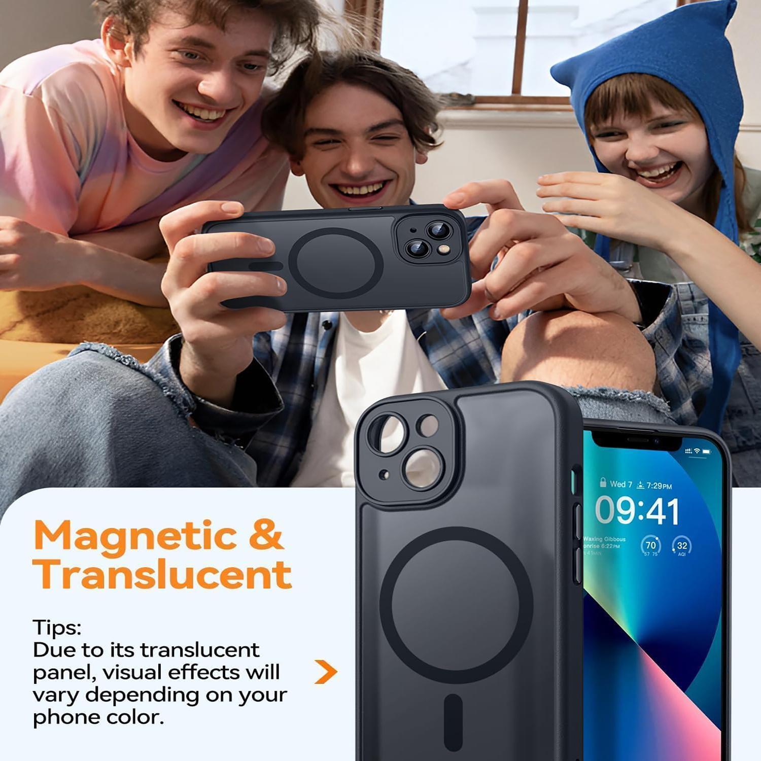 Magnetic for iPhone 17 1615 14 13 12 Case, Upgraded [Full Camera Protection] [Compatible with Magsafe] [Translucent Matte] Shockproof Protective Phone Case Cover for iPhone 12