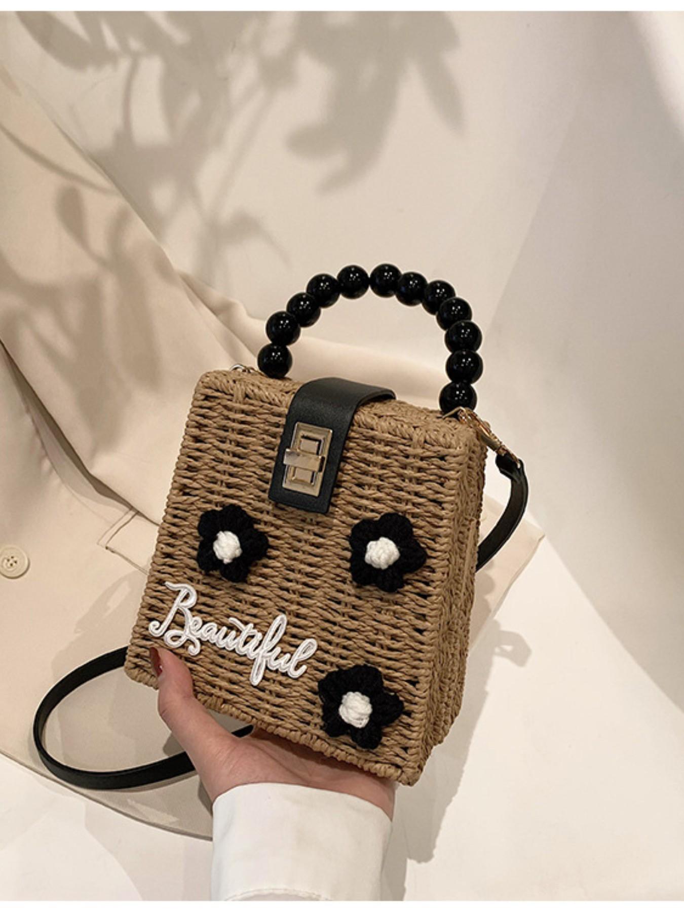 French Straw Handbag 2026, Cute Beach Crossbody Bag, Trendy Shoulder Bag, Stylish Woven Backpack, Fashionable Accessory
