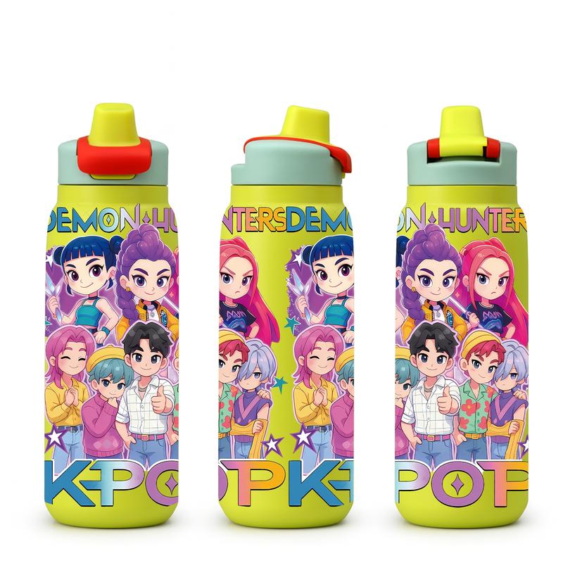 AuraCup 19/24/32oz KPop Demon Hunters Stainless Steel Tumbler, Vacuum Insulated Cup, Kpop Demon Hunter X Gen-Z Cat Atmosphere, with Lid and Straw, Keep Hot 12H / Ice Drinks 24H, Travel, Office, Gift for Music Lovers, Teens