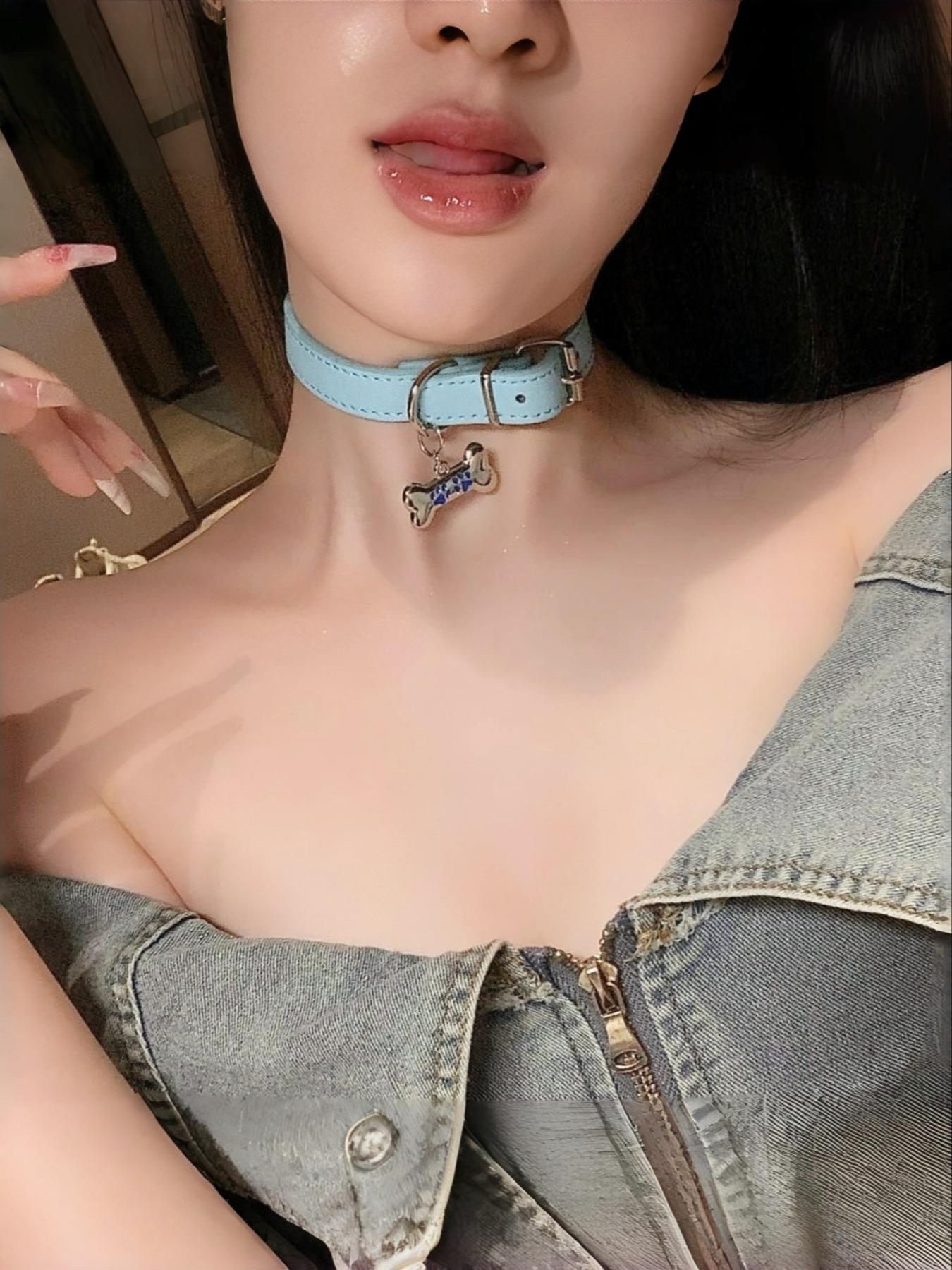 Y2K Style Bone Shaped Choker Necklace, Sweet Cool Design, Unique Bone Shape, Party & Special Occasion Wear, Artificial Leather Material, All Seasons