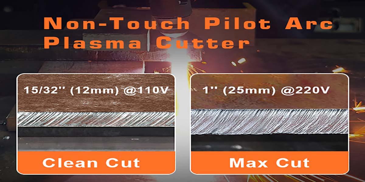 FEIFANKE 50A Plasma Cutter, Low-Frequency Non-Touch Pilot Arc Plasma Cutter Machine 110V/220V Dual Voltage with Air Sensor, 2T/4T, Post-Flow, 1" Max Cut