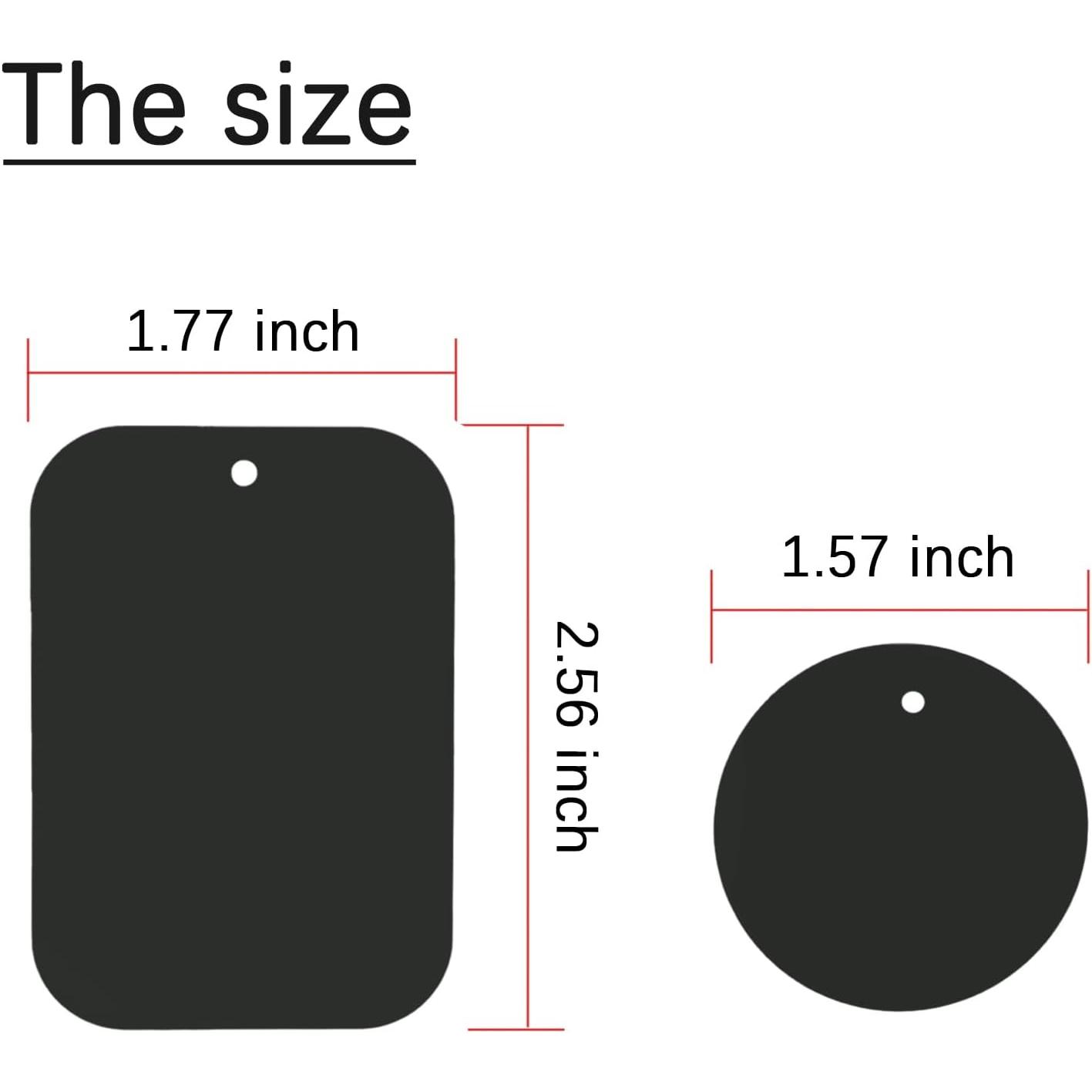 Metal Plate 4 Pack for  Phone  Mount Holder Cradle, Compatible with   Mounts- 2 Rectangle and 2 Round, Black