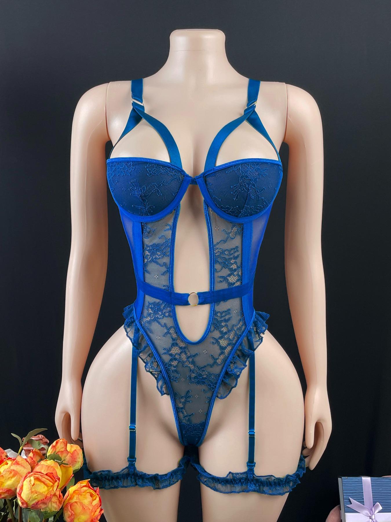 one piece sexy lingerie Sexy Crotchless Bodysuit Open Bra Lingerie Plus Size Teddy Lingerie Size  8-22UK main image 0