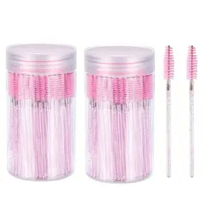 Disposable Lash Wands (200/100/50Counts) with Storage Case | Bendable & Washable Eyelash Curler | Crystal Spiral-shaped Lash Wands Eyelash Brush for False Lashes Eyelash Tools
