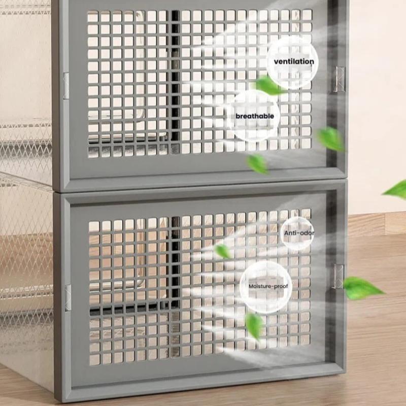 Clear Plastic Stackable Shoe Boxes, Upgrade X-Large Shoe Organizer, Drop Front Design with Transparent Door, Ideal for Sneaker Display