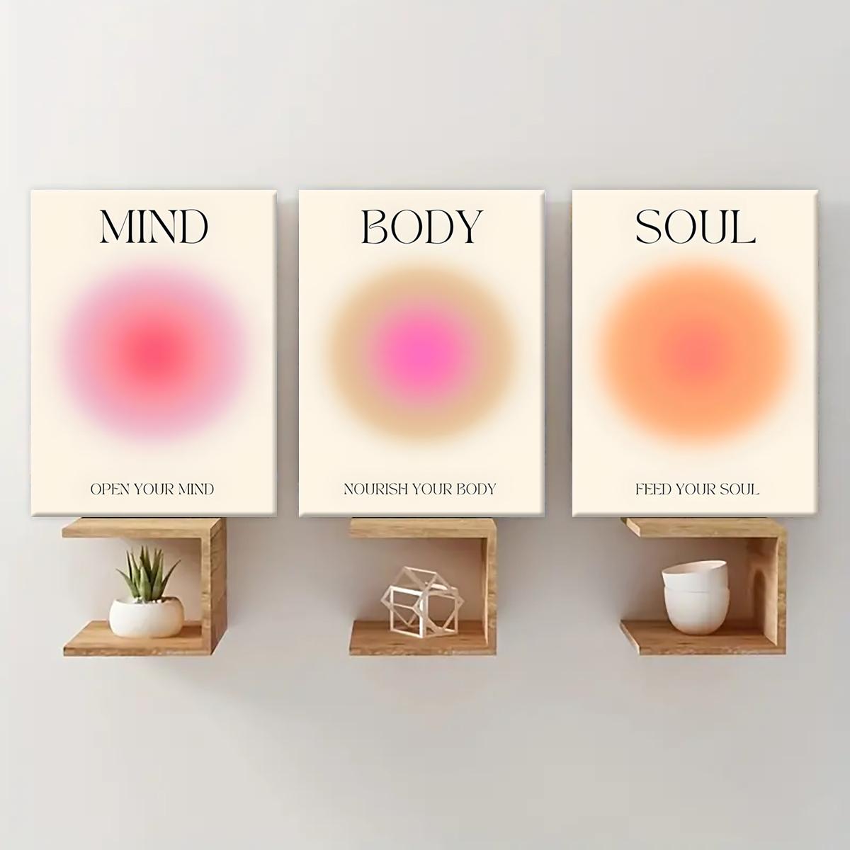 Wooden Framed Canvas Painting, 3 Counts/set Modern Wall Art, Angel Halo Canvas Poster, Wall Decor for Home Living Room Bedroom Office