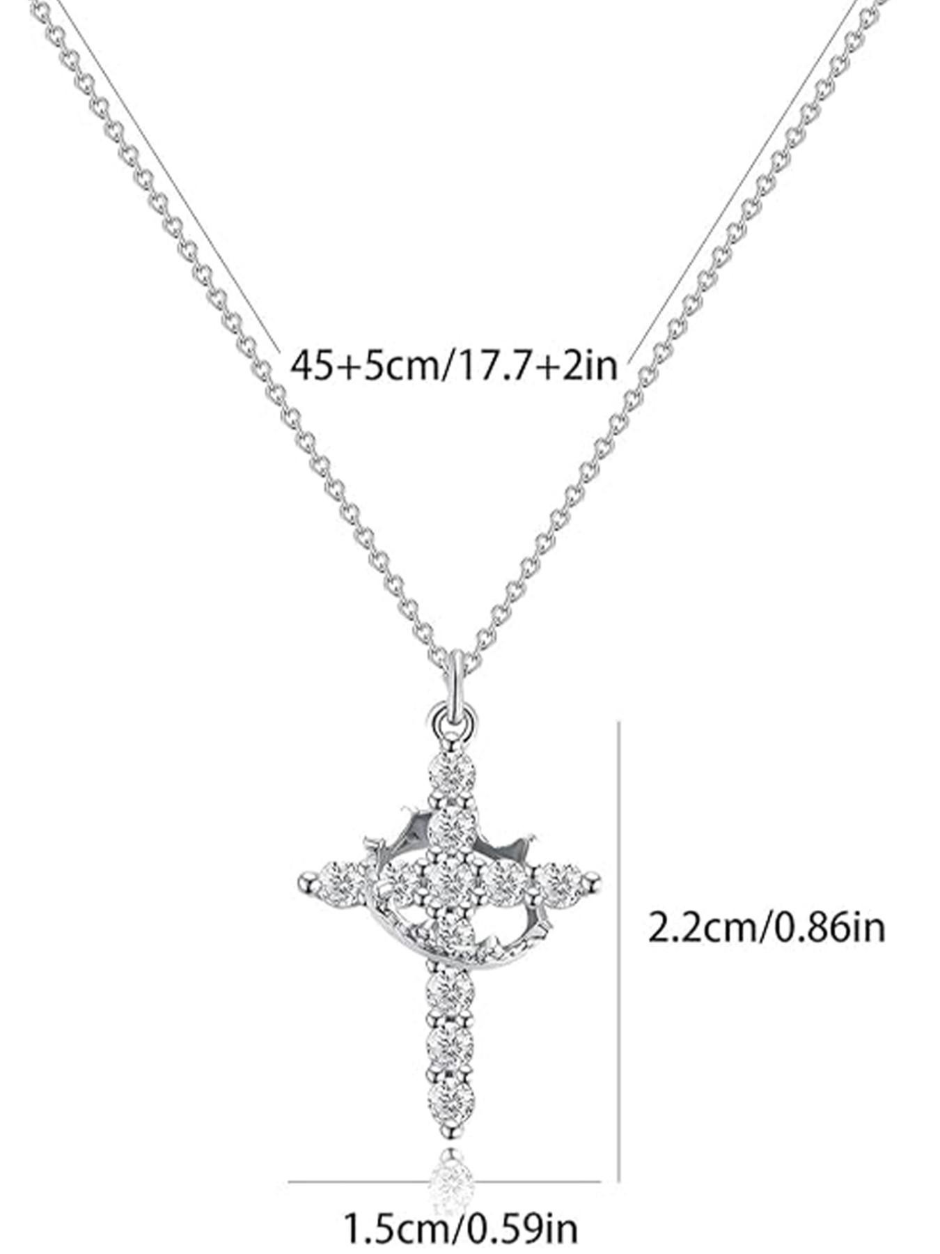 Women's Crown Cross Necklace, Christian Faith Jewelry Gift, Elegant Plain Design, Alloy Chain, All Seasons Wear, No Choking Hazard
