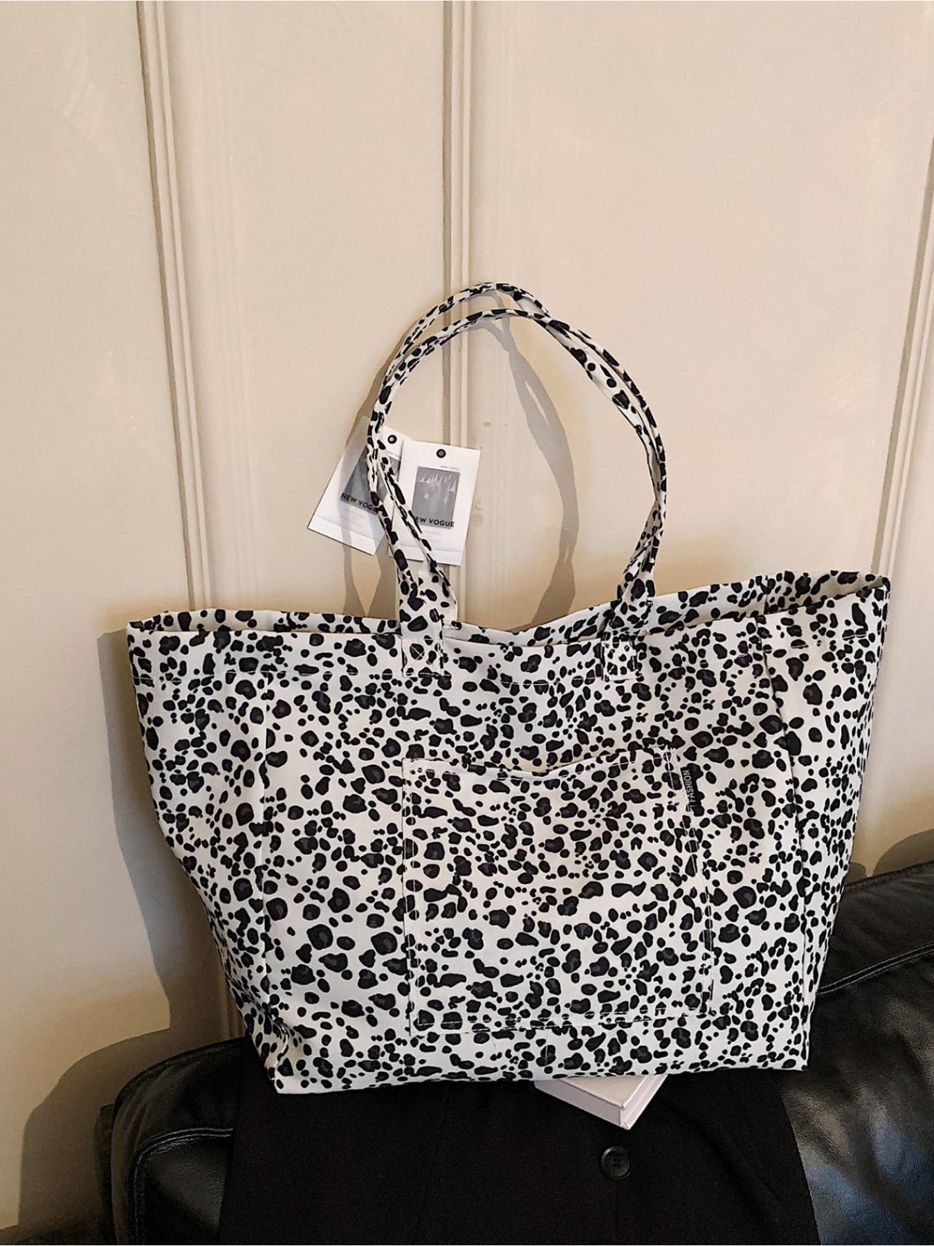 New Arrival Women Fashionable Casual Lazy Style Leopard Floral Large Versatile Slouchy Tote Bag Relaxed Ruched Shoulder Bag Big Capacity Suitable For Short Trip Shopping Dating Daily Wear Totes Bag