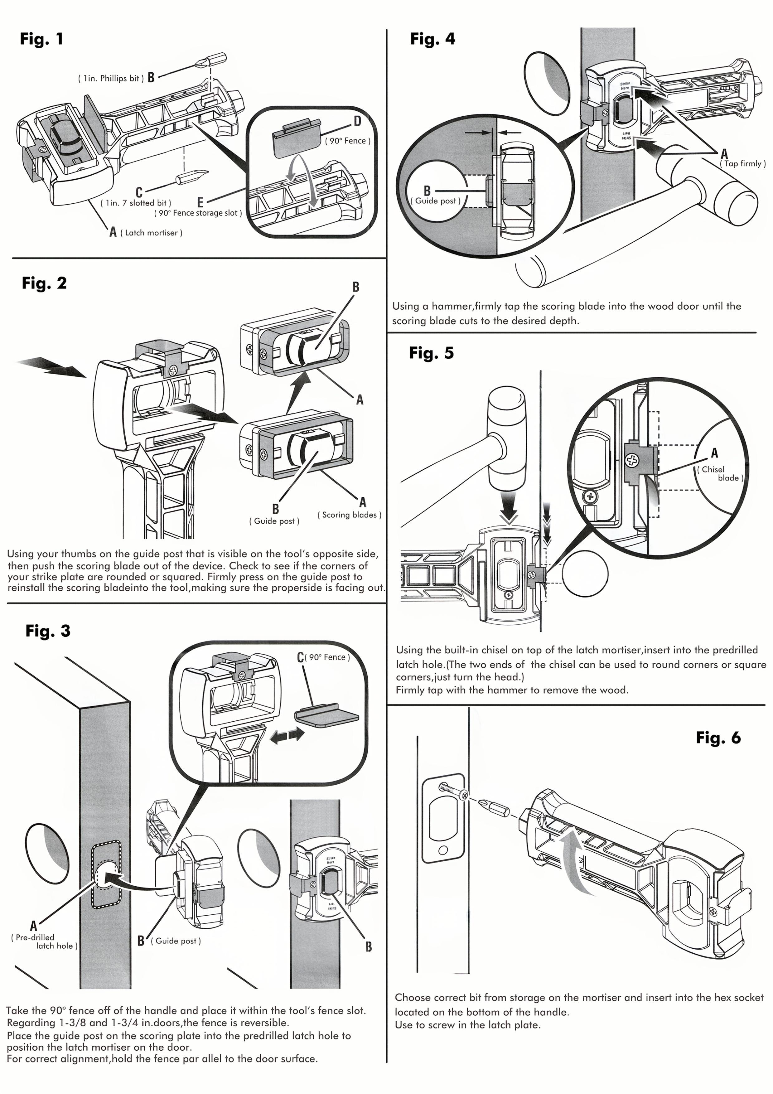 Door latch tool kit components and compatibility