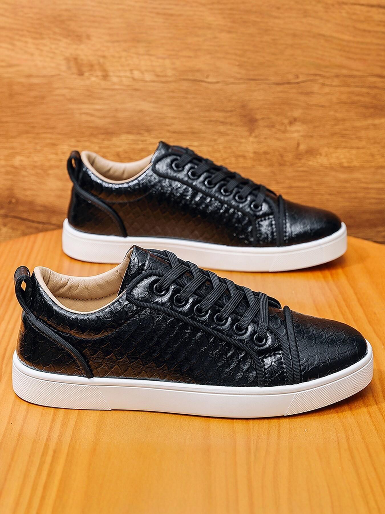 Men's Fashion Simple Style Shoes, Sole Scales Pattern Upper Design, Daily Wear Business Walking Shoes, Comfortable and Stylish