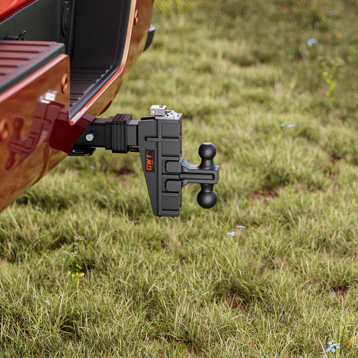 Dual-Ball Adjustable Trailer Hitch(2"&2-5/16"), Fits 2.5-Inch Receiver（Key point）, 6 Inch Drop/Rise Drop Cushioned Hitch, 28,000 LBS GTW-Tow Hitch for Truck, Solid Ball Mount, Black, Heavy Duty