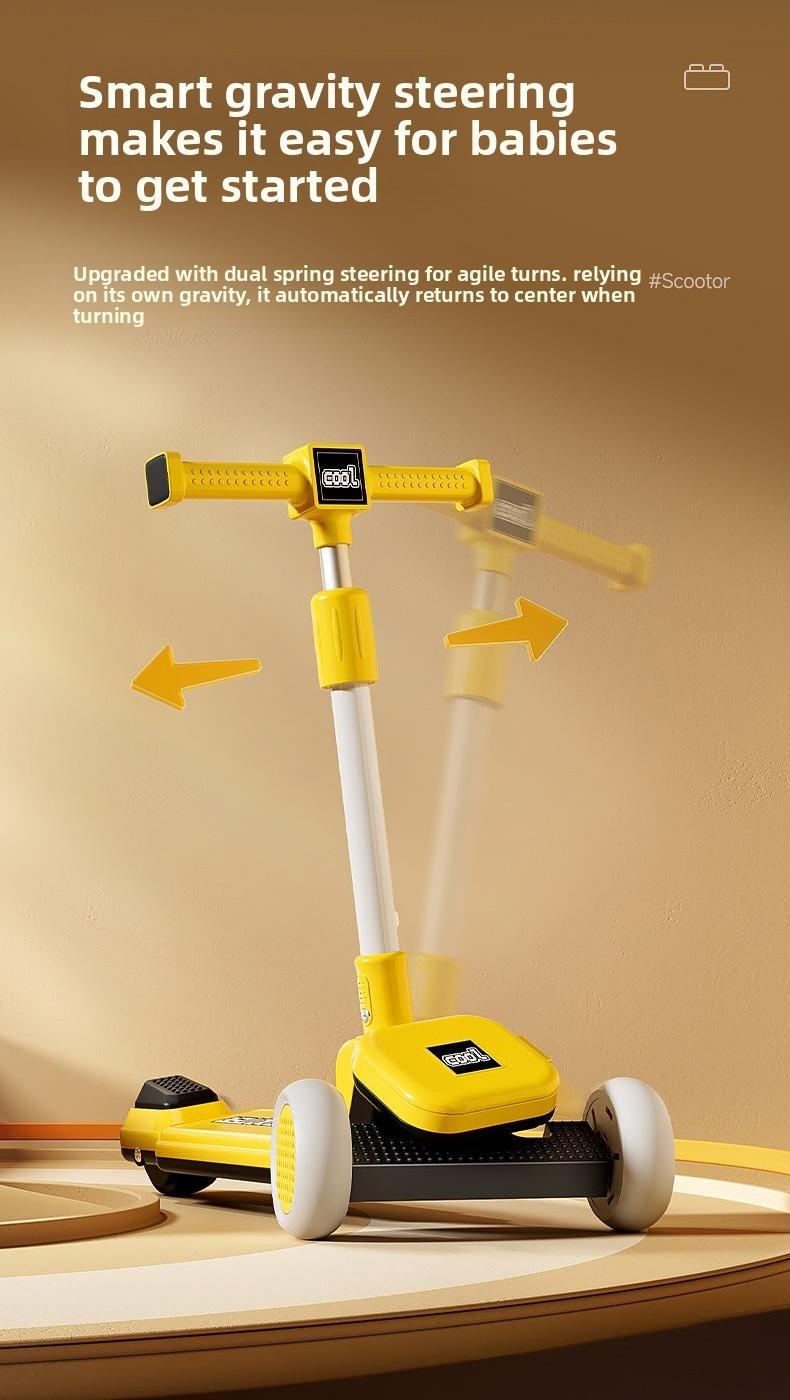 Kids Scooter 3 Wheels for 3-9 Years Height Adjustable Foldable with DIY Bricks LED Flashing Wheels Heavy Duty Outdoor Toy Gift Light up