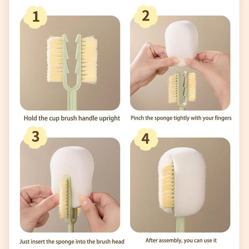 New 5-in-1 Cup Washing Household Multi-Function Cup Brush for Water, Insulation, and Bottle Cleaning – Sponge Brush.