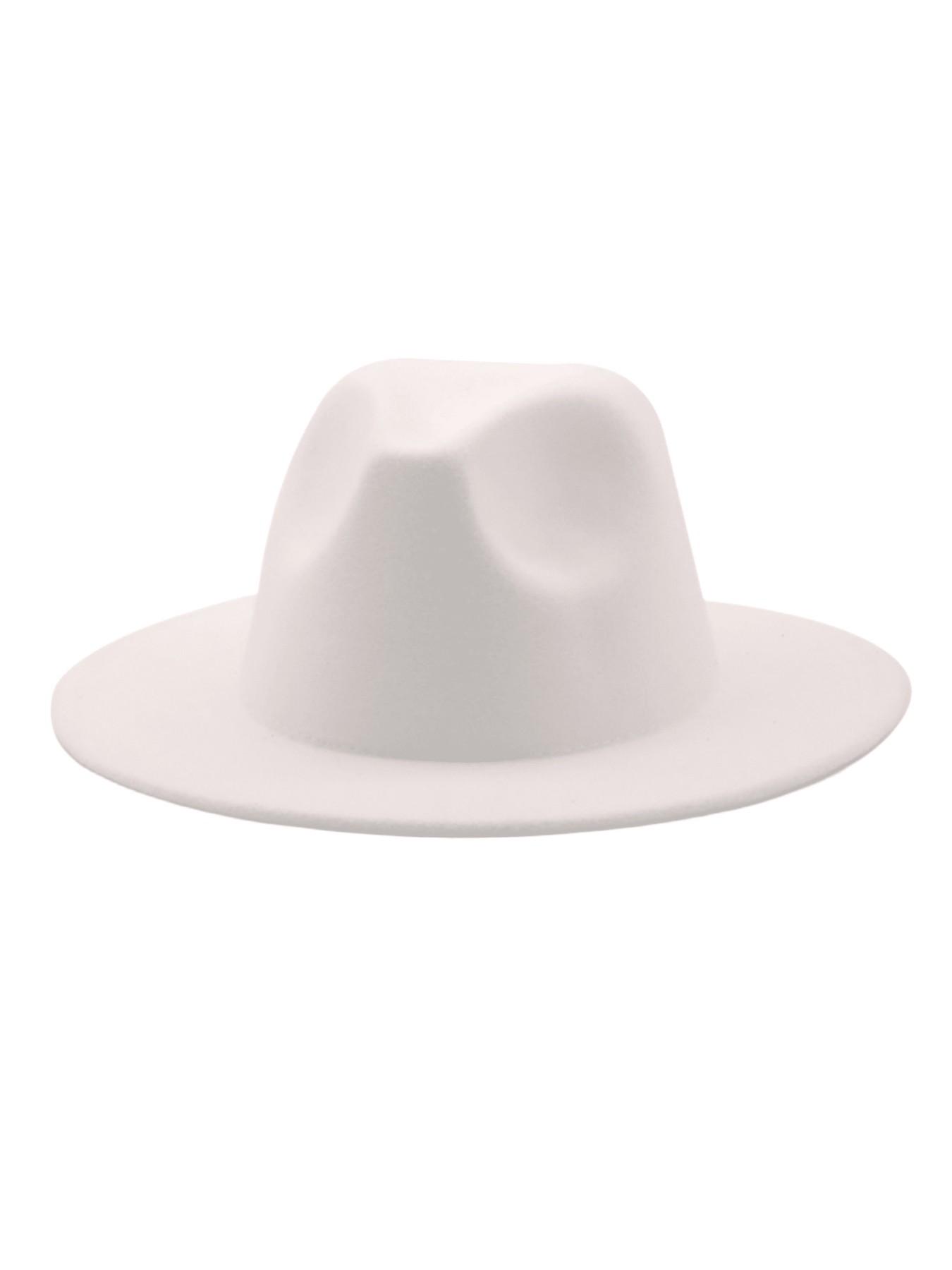 New Plain Brim Wool Hat, Elegant Fitted Jazz Hat, Vintage Cowboy Hat, All-Seasons Fashion Accessory, 1pcs