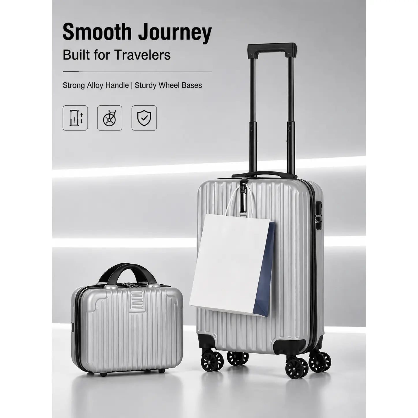 20-inch Carry On Luggage Set with Travel Organizer Bag - Stylish Hard Shell Frame, Lightweight Durable 2-in-1 Travel Solution, Airline Approved Unisex Spinner Luggage with 360-degree Mobility Wheels, Multi-Color Gift Item for Storage Organization, Spinner