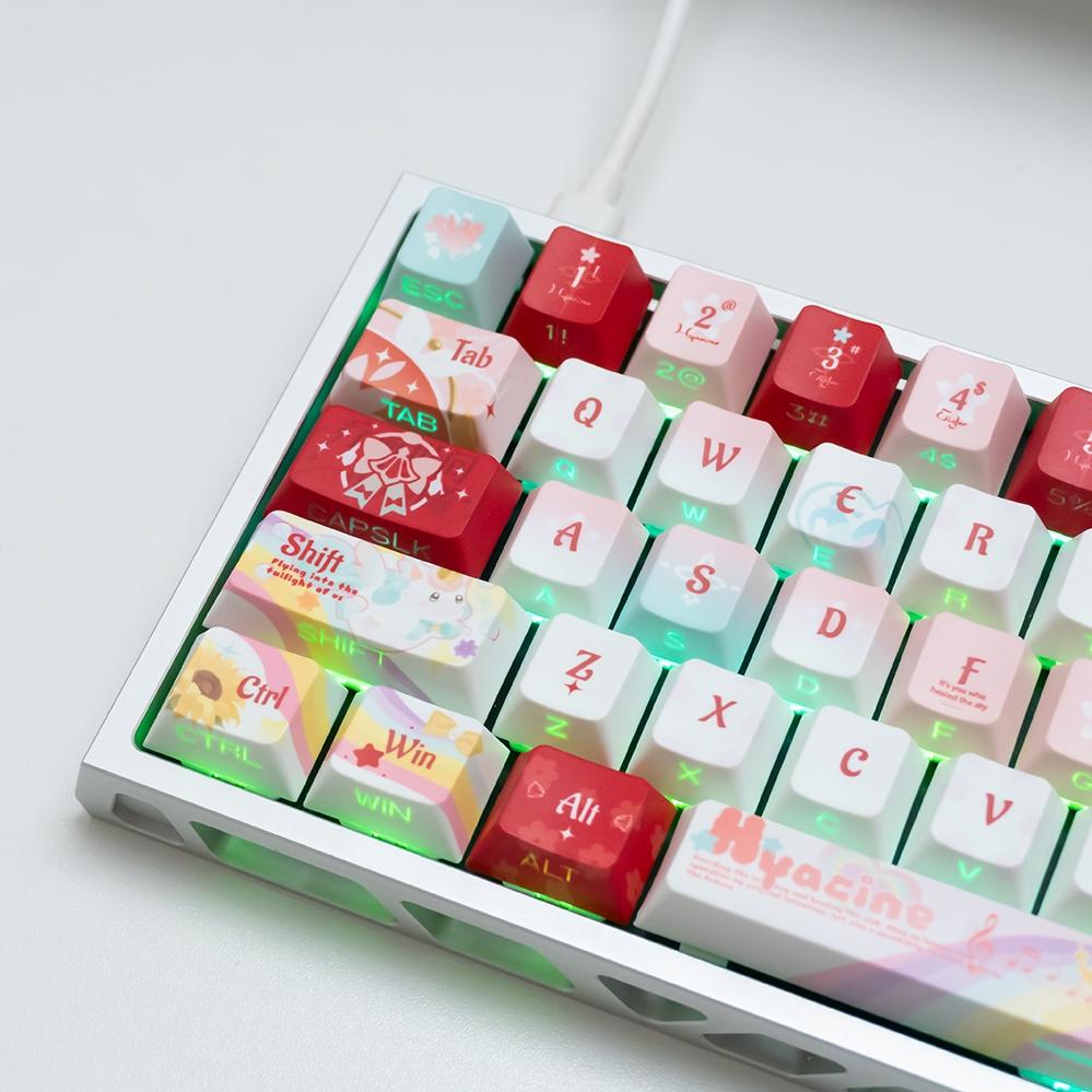 New Wind Violet Theme Side-Engraved Translucent Keycaps, Cherry Profile, Dual Color Pbt, Heat Transfer, Durable, DIY Mechanical Keyboard Keycaps