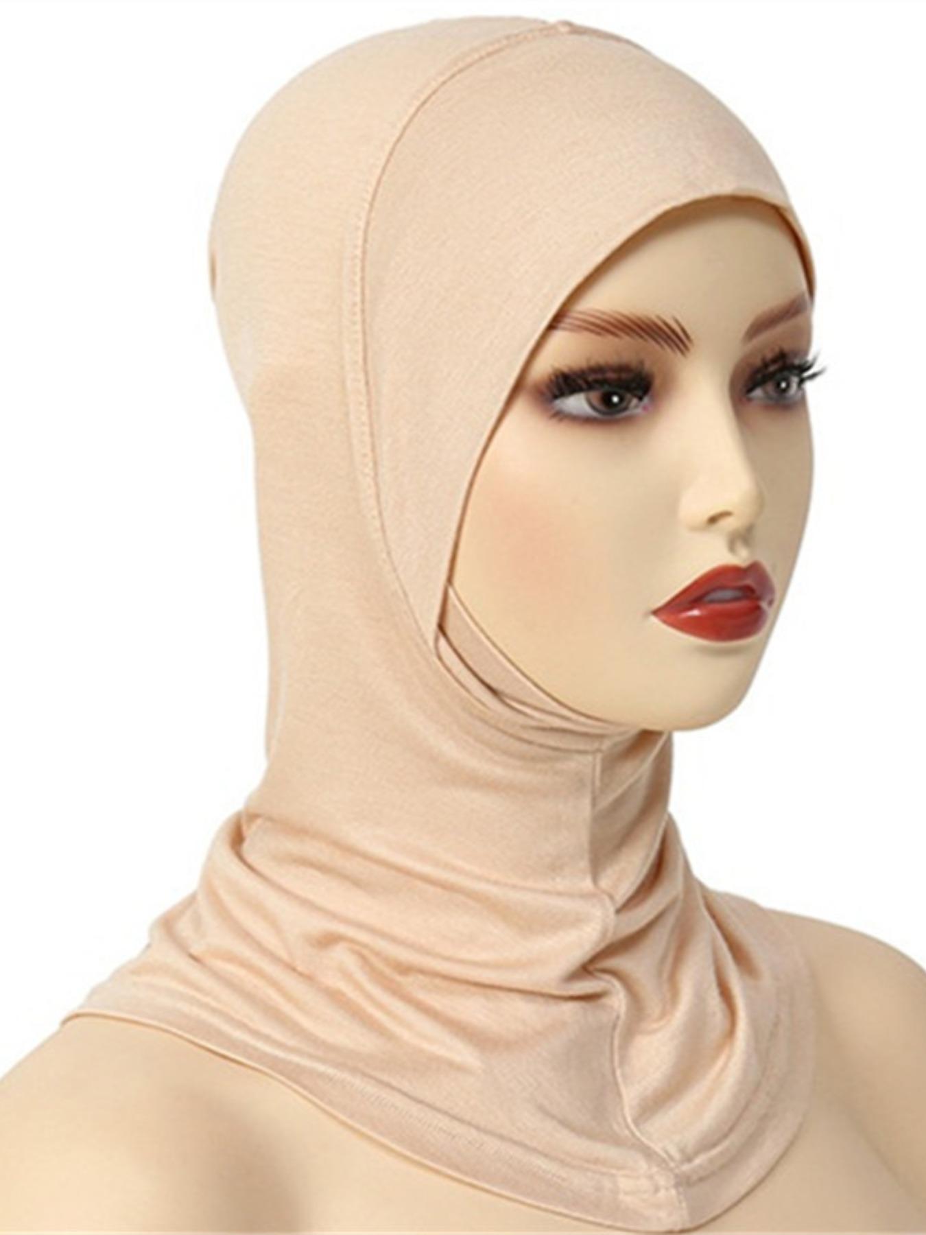 1pc Women's Inner Cap Underscarf Hijab Cap Turban Hat, Fashionable Solid Color Chin Elastic Head Cap & Neck Scarf for Comfort