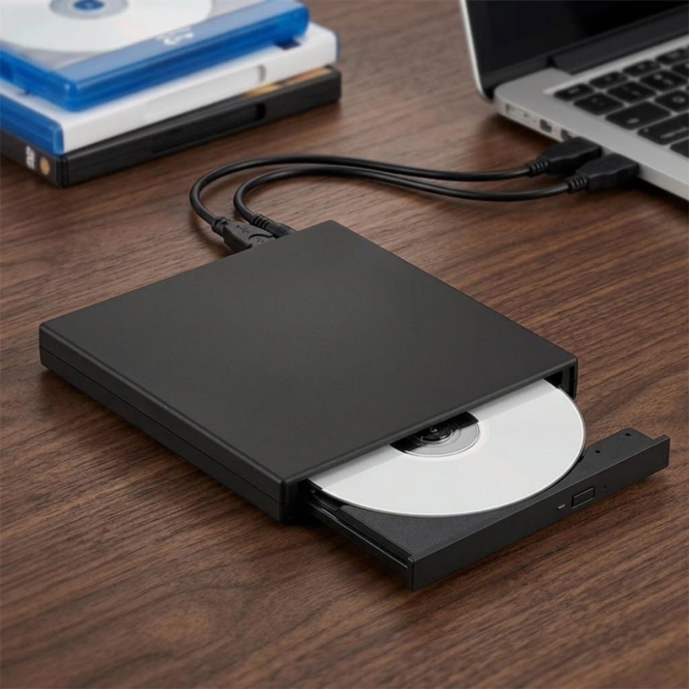 Usb 3.0 external dvd cd burner, portable cd dvd drive for Laptop Desktop, Plug and Play, 24X Read Write, Shock resistant, Compatible with Windows Mac Linux, dual Power Cables for Stable Use