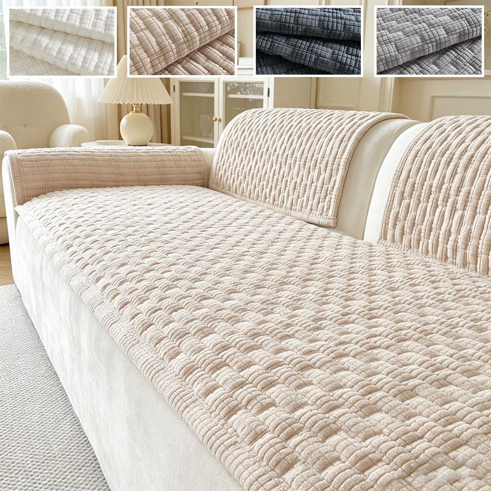 1pc Luxury Bubble Grid Sofa Cover, Soft Skin-Friendly Non-slip Slipcover, Dustproof & Wrinkle Resistant, Pet Friendly, Fits 1/2/3/4 Seater Sofa, All Season, Machine & Hand Washable