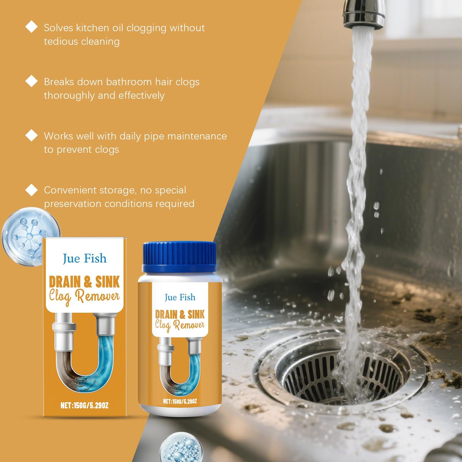 2-Pack Drain Unblocker Powder (150g X 2), Targeting The Source Of The Blockage,Quick Drain Restoration, Kitchen & Bathroom Plumbing Cleaner, Daily Home Pipe Cleaning Powder