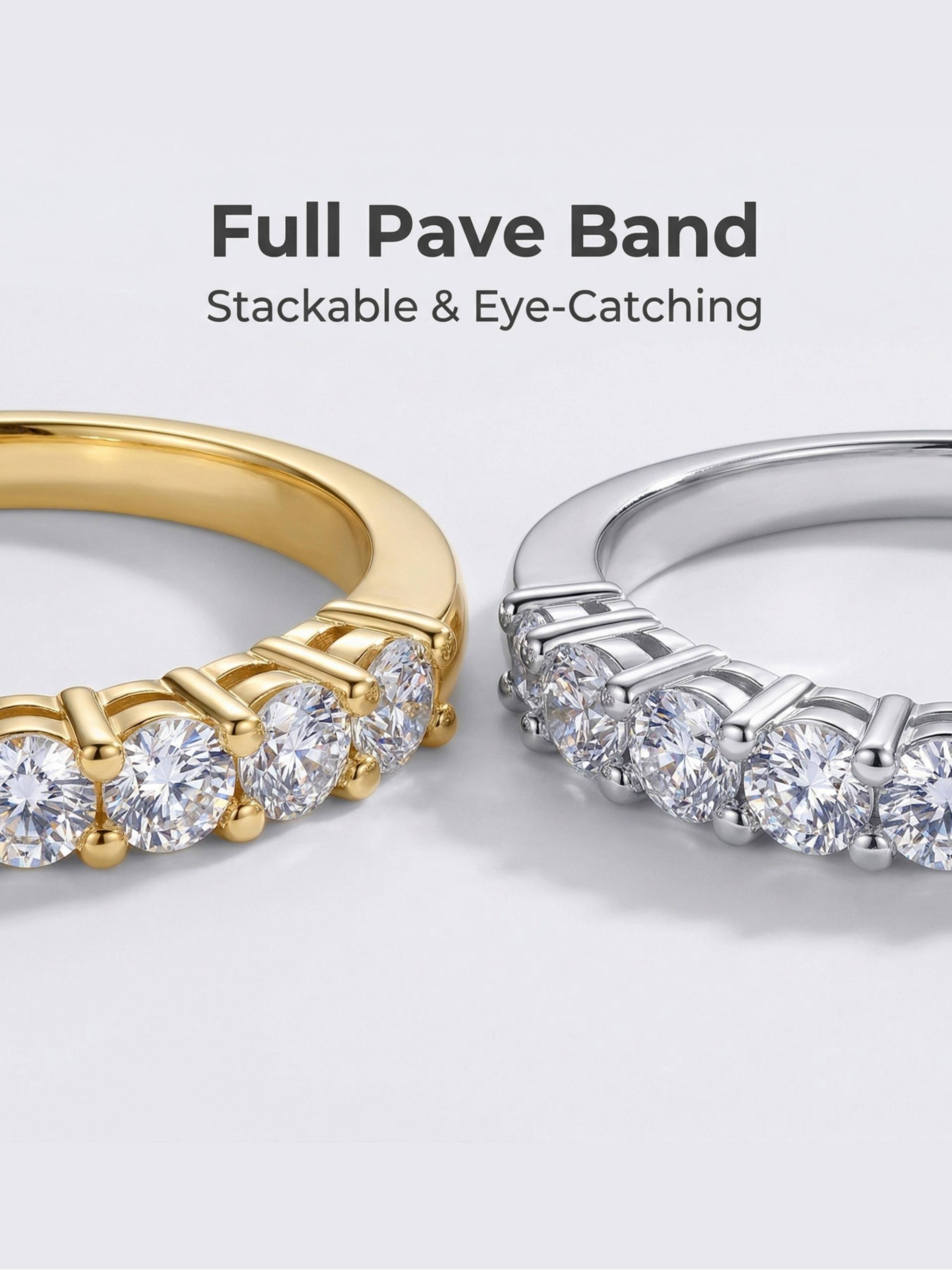 1ct Moissanite Ring Set, Classic Women's Wedding Band, 3-Stone Stackable, 18k, Hypoallergenic, Engagement Anniversary Gift