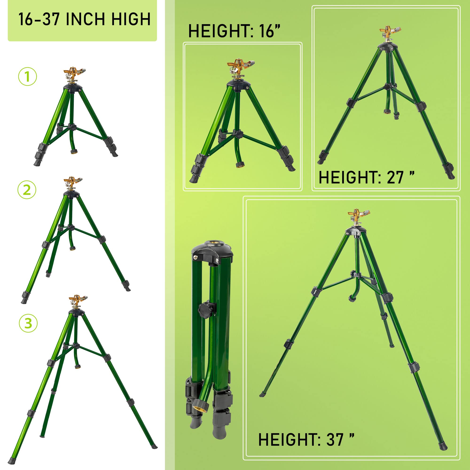 Hourleey Impact Sprinkler on Tripod Base, Heavy Duty Sprinklers for Yard Lawn Garden, 0-360 Degree Large Area Coverage