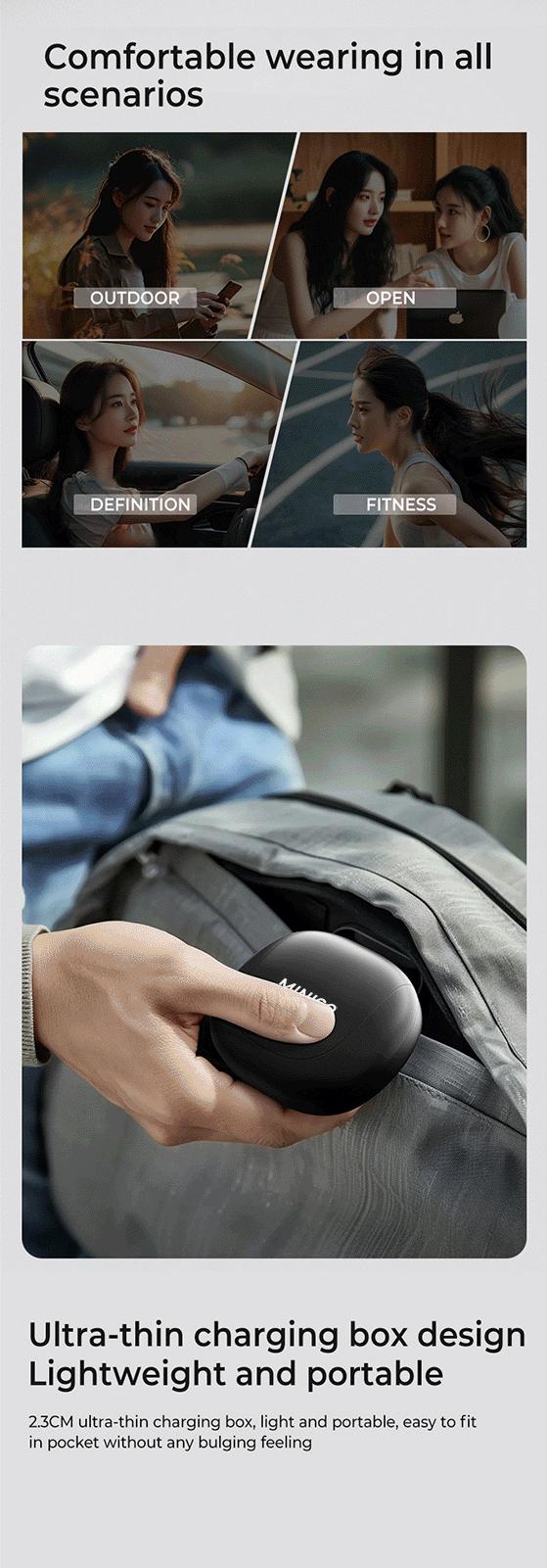 MINISO X62 OWS Wireless Earphones Bluetooth 5.4 ENC Headphones HiFi Sound Long Playtime Earbuds Waterproof Open Ear Headsets Electronic Audio& Video