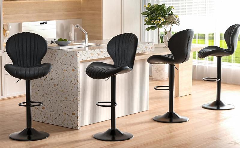 Bar Stools Set of 2 Modern Swivel Bar Chairs, Barstools Counter Height with High Backrest, Easy 3-5 Minute Assembly for Bar, Kitchen, Dining Room Beige