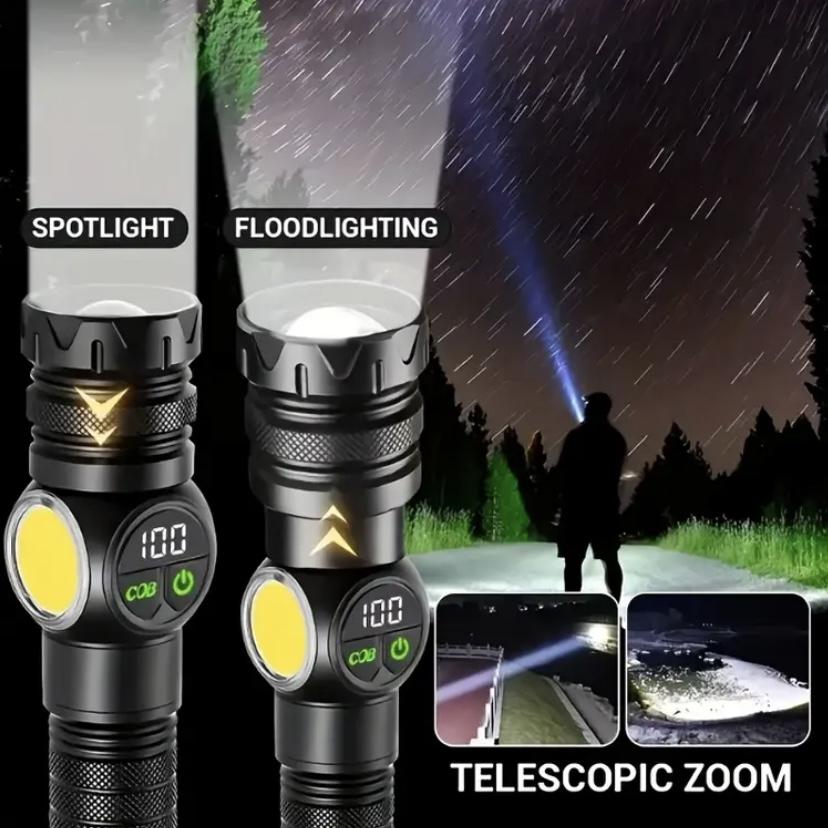 Rechargeable Pocket Flashlight, USB Rechargeable Flashlight, Five Modes LED High Lumen Light, Ultra Bright Lamp with Strap, Ideal for Emergencies, Camping, Hiking, Portable Flashlights