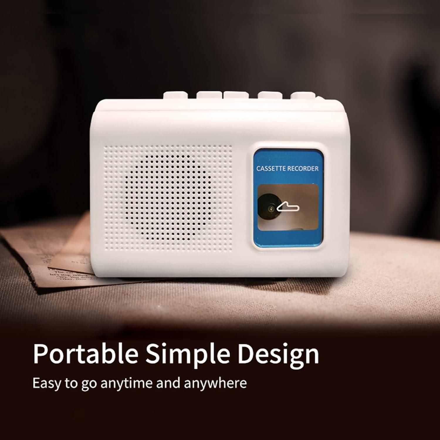 Portable Cassette Player Tape Recorder with Built-in Speaker,Microphone,Headphone Jack-, 4.57 x 3.54 x 1.38inch
