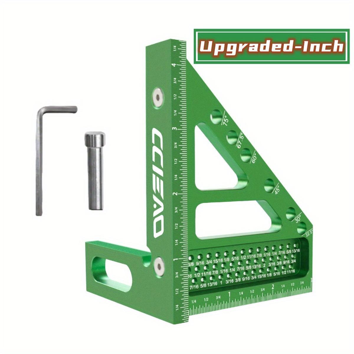 3D Multi Angle Triangle Ruler with Positioning Pin, Metric & Imperial 22.5-90°, Ideal for Woodworking, Construction, DIY Crafts, Woodworking Square Protractor