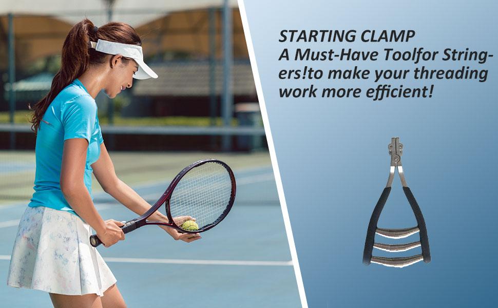 Tennis stringing Machine, Badminton Ball Machine Stringing Clamp, 3 Spring Sports Starting Clamp for Tennis Badminton Racket Stringing