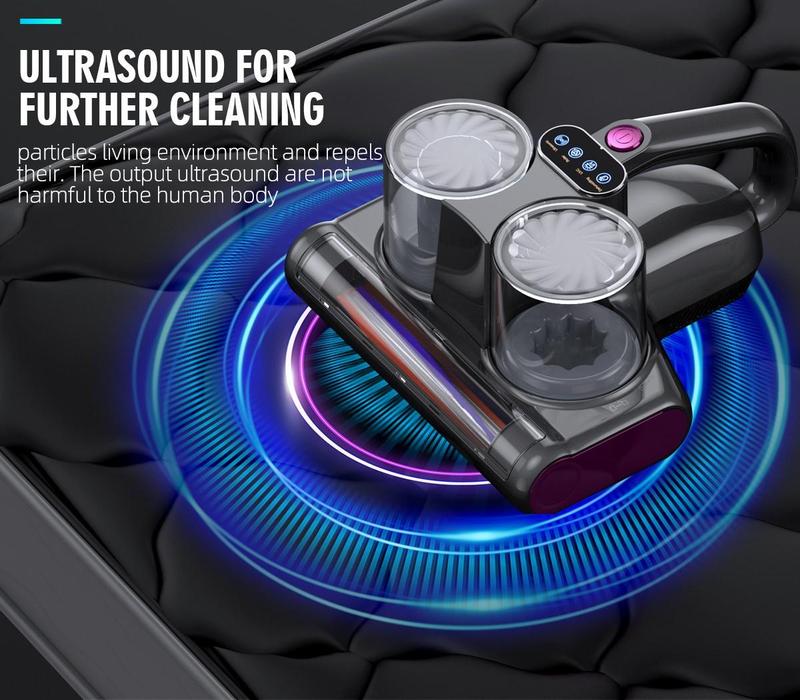 Mattress Mite Remover Vacuum Cleaner & Pet Hair - 16KPa Strong Suction, UV-C Sanitizing Light, LED TikTokShopBlackFriday Display and HEPA Filter，6-in-1 Lightweight Handheldt Design for Carpets, Sofa, Bedding，380W Brushless Motor