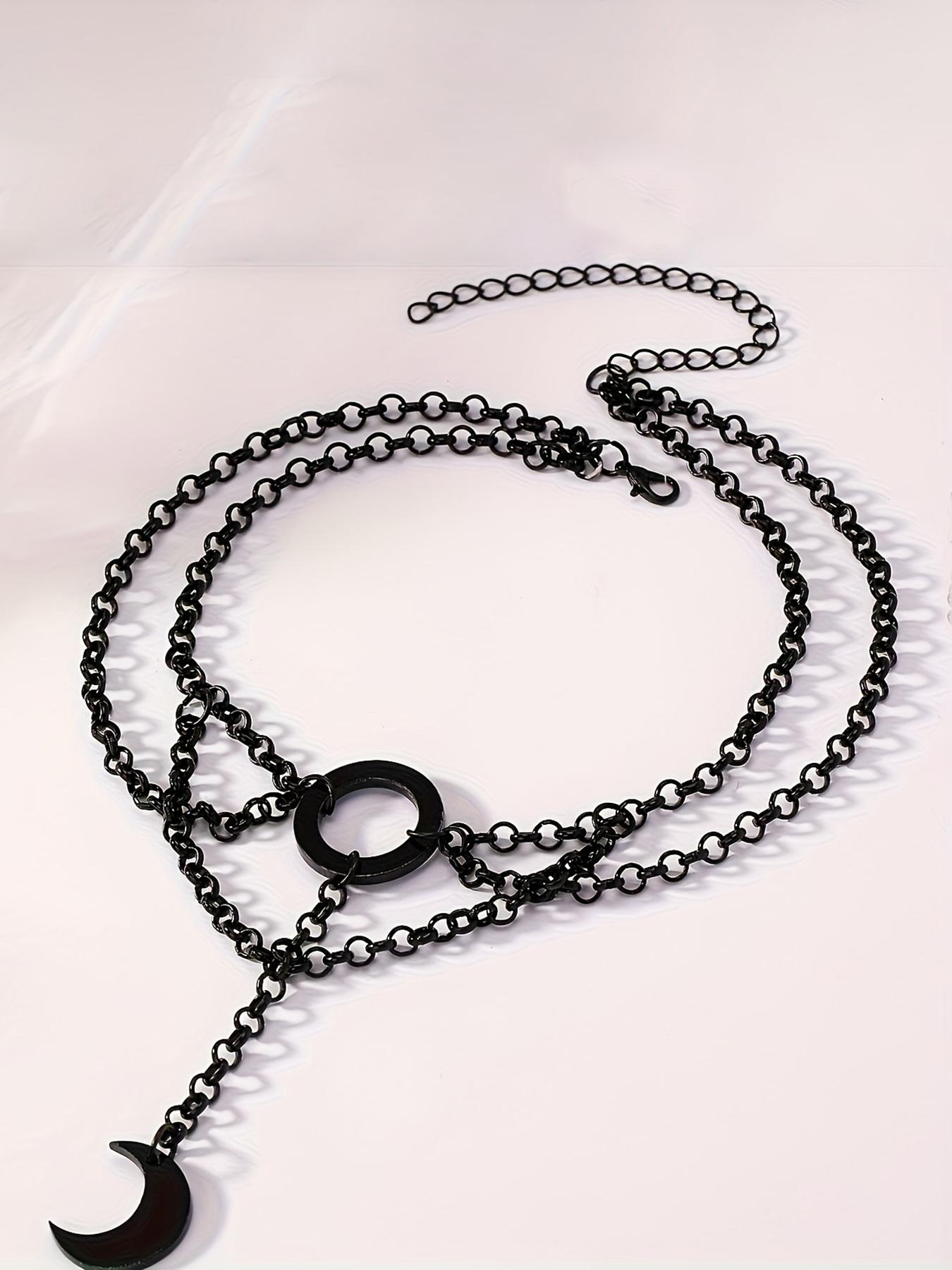 Gothic Moon Pendant Necklace for Women, Vintage Simple Style Chain Design, Perfect for Night Club Party Street Fashion, Gothic Witch Jewelry