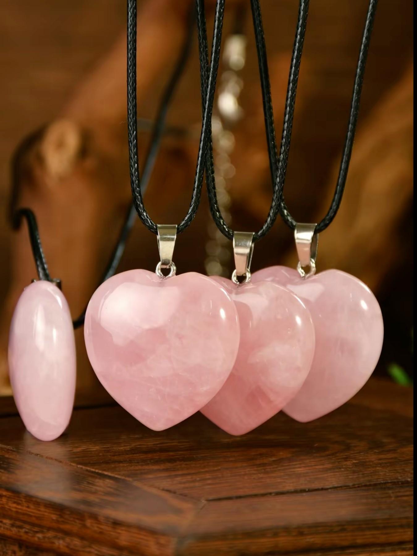 30mm Aaa Rose Quartz Love Necklace, Elegant Collar Style, Women's Design, Perfect Gift for Festivals, Natural Stone Color Randomly Selected