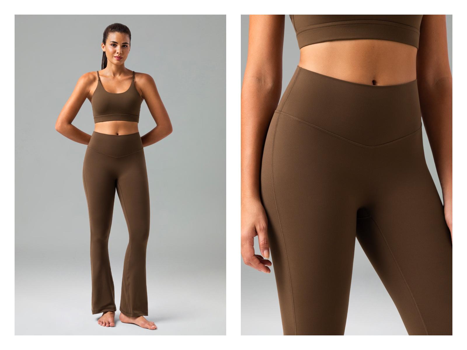 Colorfulkoala Women's No Front Seam 29.5" High-Waisted Mini Flare Leggings Seamless Front Pants Dreamlux Fabric Yoga Casual Wear