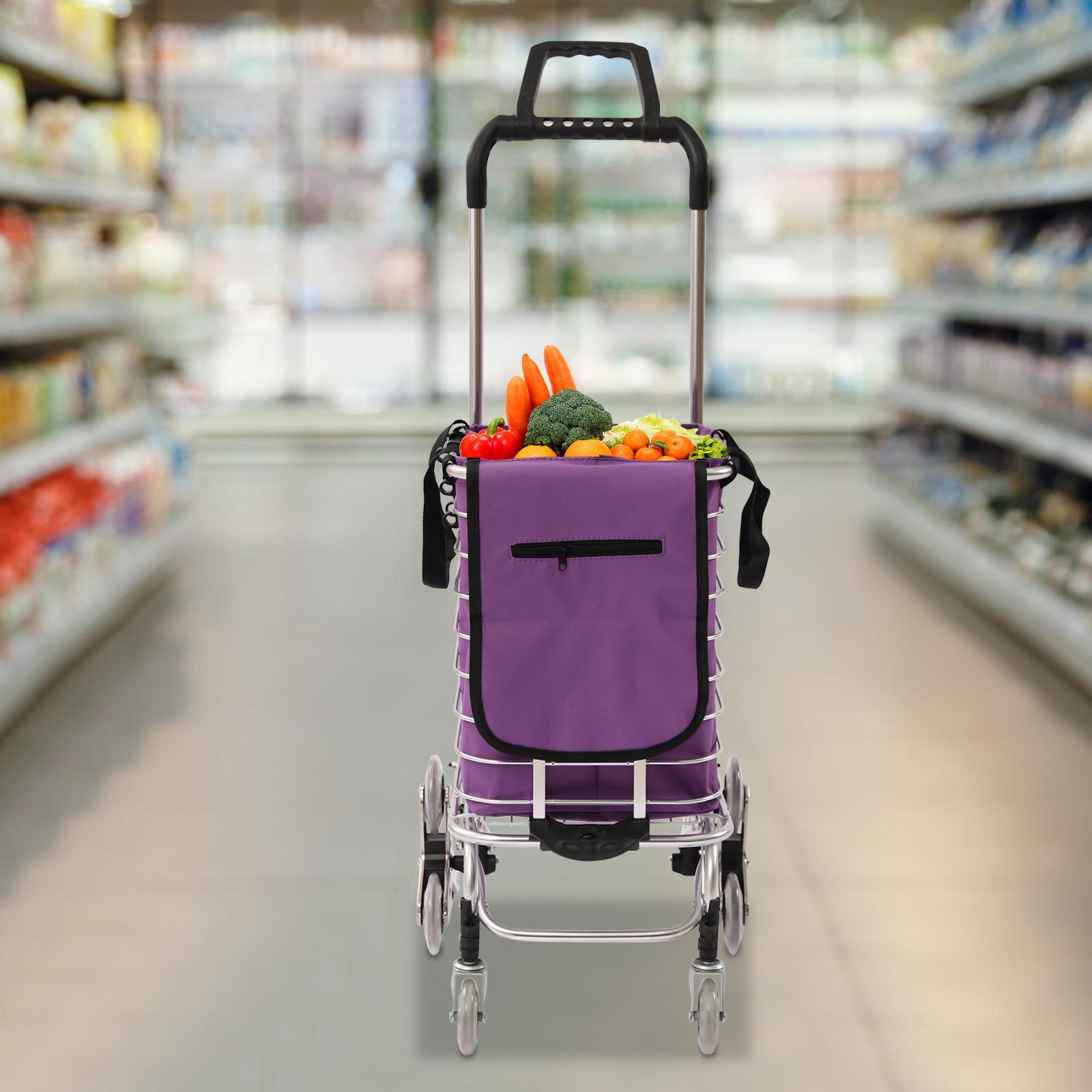 Heavy Duty Folding Shopping Cart with Wheels 40kg Capacity 35L Foldable Grocery Laundry Utility Wagon for Supermarket Picnic Moving Purple Silver Heavy Duty Folding Shopping Cart with Wheels 40kg Capacity 35L Foldable Grocery Laundry Utility Wagon for Supermarket Picnic Moving Purple Silver