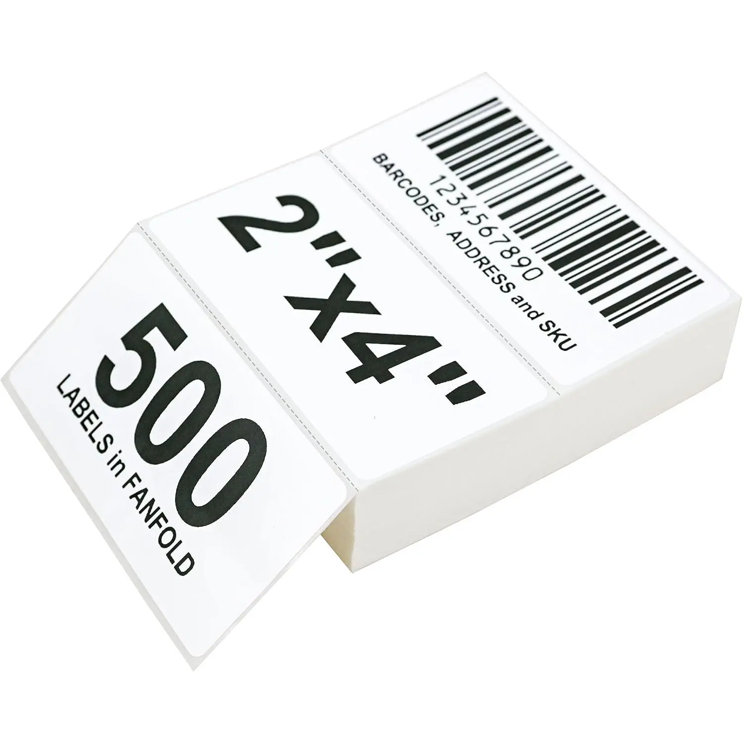 4" X 2" Fanfold Direct Thermal Labels 500 Shipping Labels